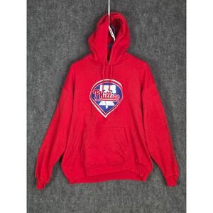 Phillies Majestic Hoodie Men's Pullover Red MLB Baseball World‎ Series
